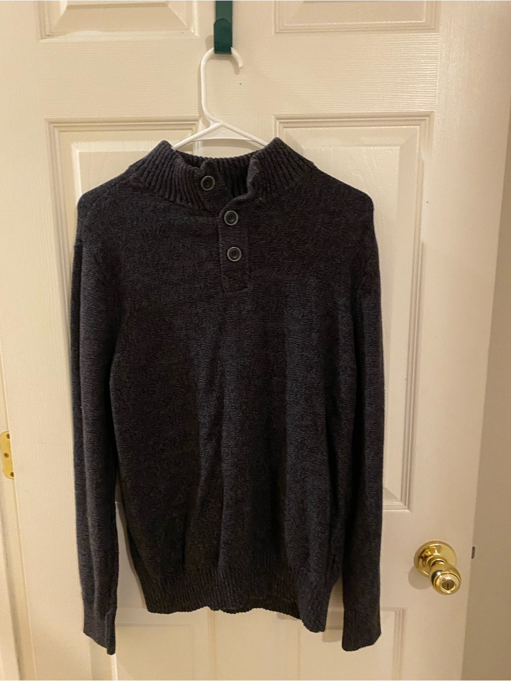 urban pipeline Charcoal Crewneck Button-Front Sweater